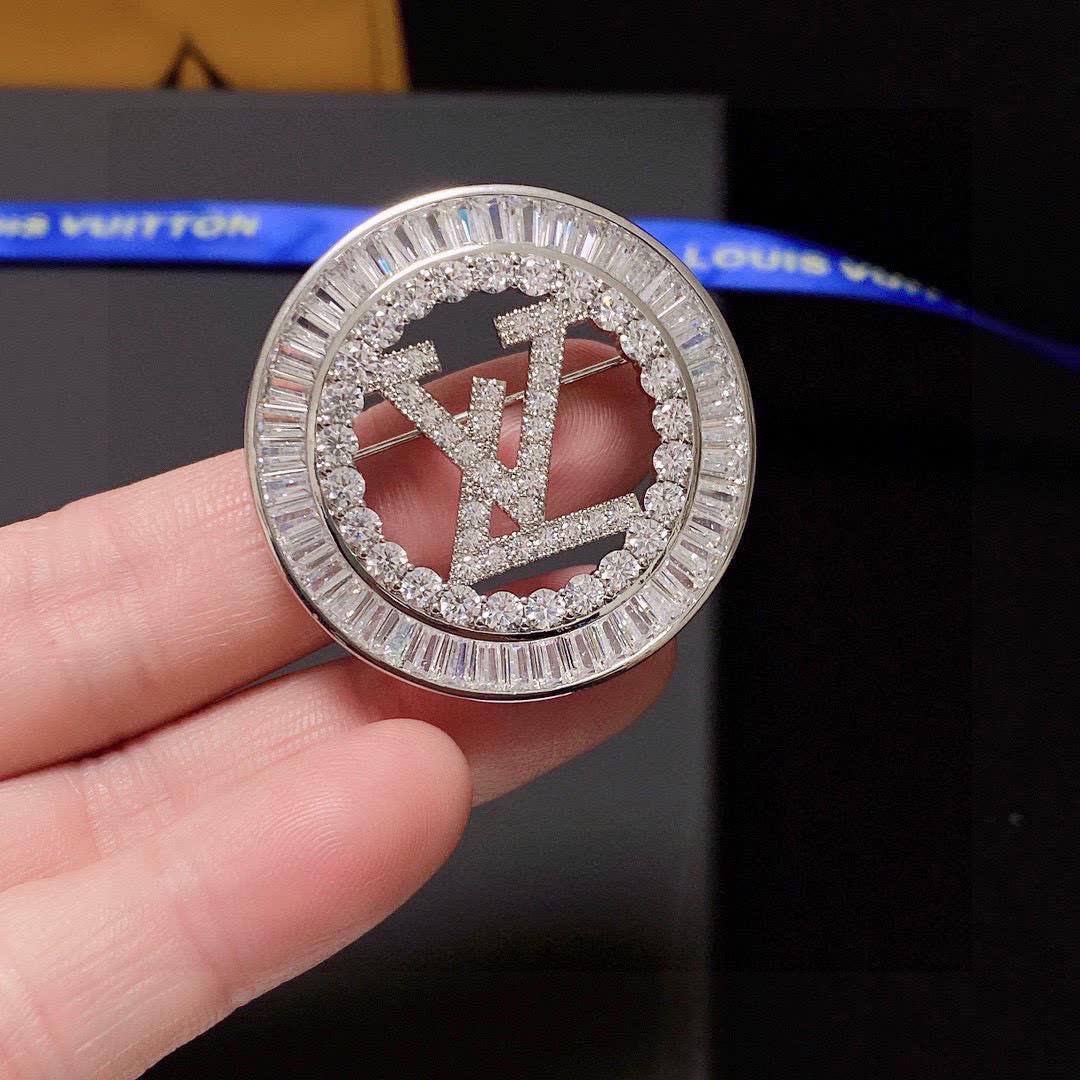 Louis Vuitton Crystal Logo Brooch